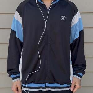 Beverly Hills Polo Club Vintage Track Jacket, Black/Blue/White, Size XL
